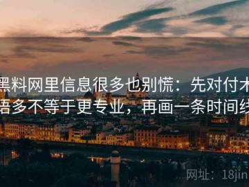 黑料网里信息很多也别慌：先对付术语多不等于更专业，再画一条时间线